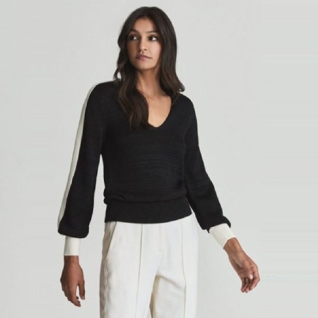 Reiss Taylor Contrast Trim Knitted Jumper Black Review&nbsp;